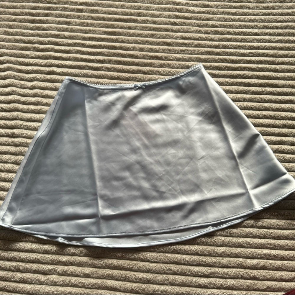 SOLD - New with tags Elegant blue satin silk skirt wild fable